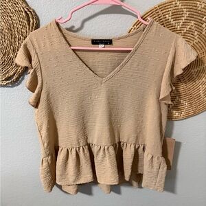 Final Touch Women's Beige Ruffle Blouse